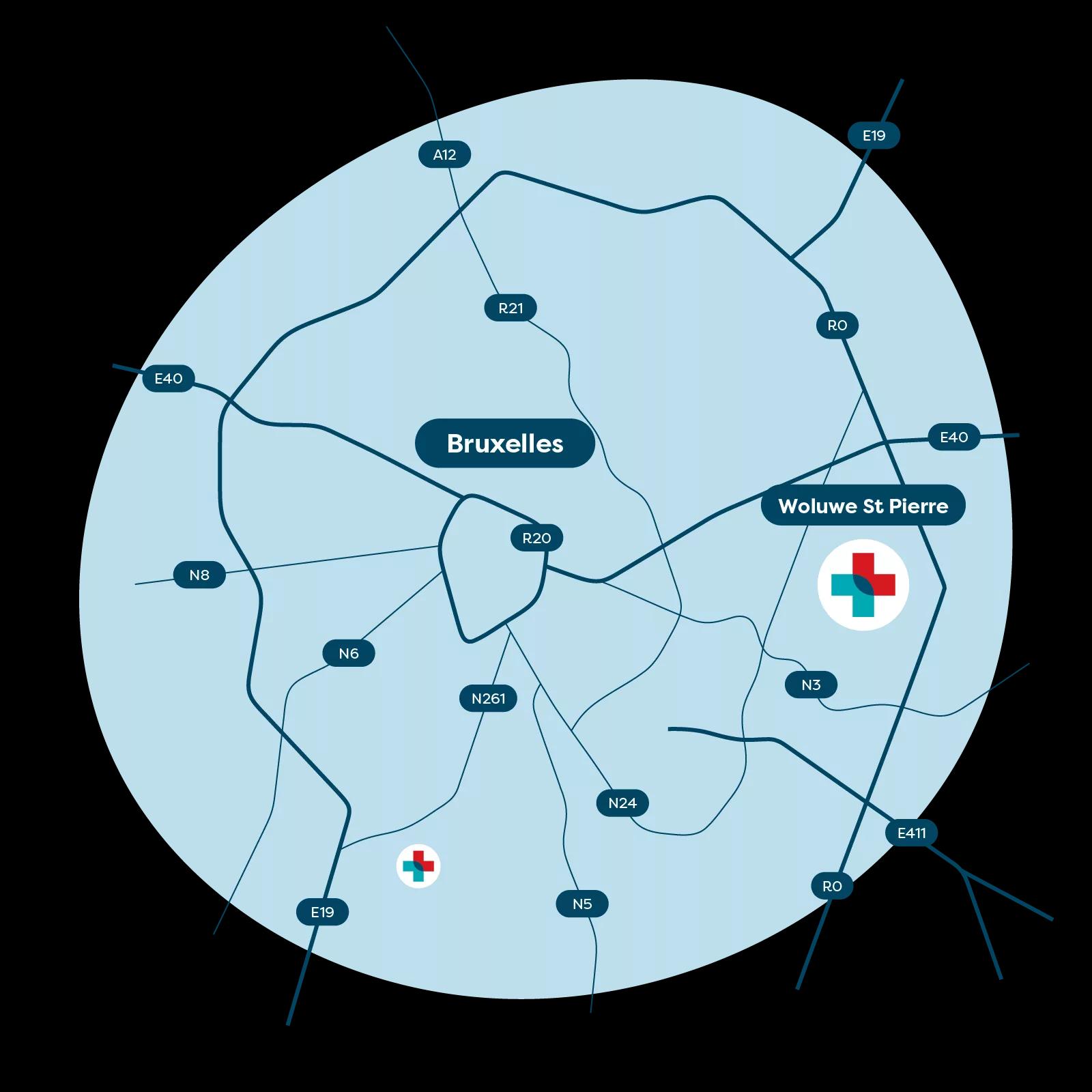 Map of our center in Woluwe